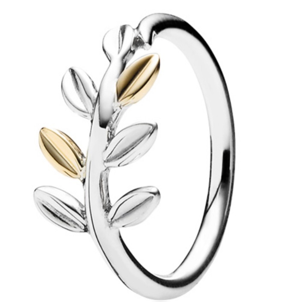 Pandora Laurel Leaf Ring in Silver and Gold